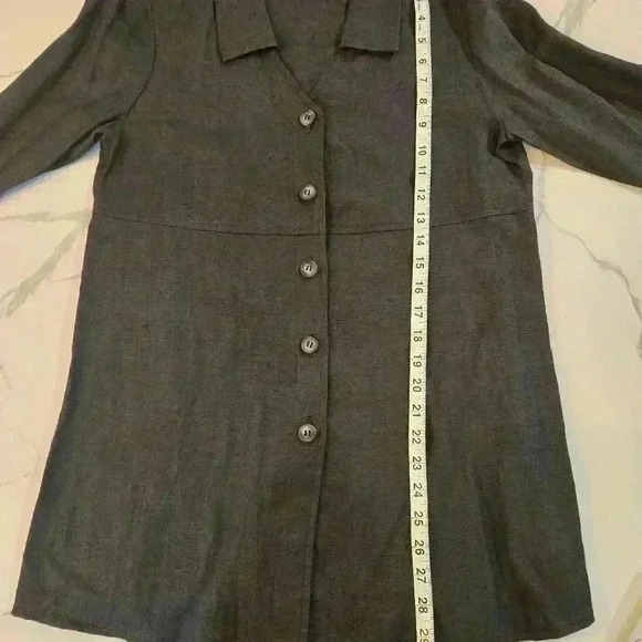 NWT Harve Benard 100% Linen Boho Long Sleeve Button Down Gray Size 4 - Picture 4 of 7